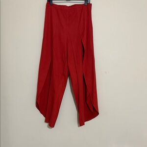 Cali1850 coral split-Leg Pants trouser yoga women L linen beach casual boho Y2K